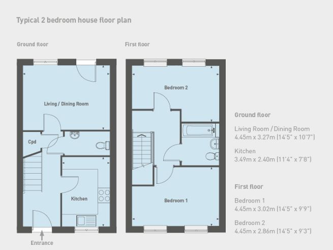 Floor plan 2 bedroom house plot 128 - artist's impression subject to change